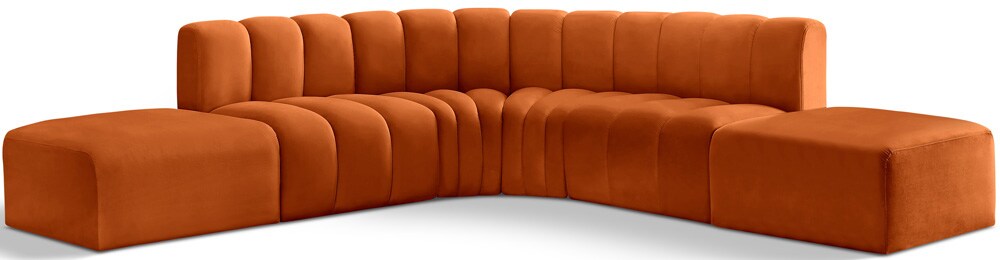Meridian Furniture - Arc Cognac Velvet Modular Sofa - 6Pc - 103Cognac-S6C veiw 1