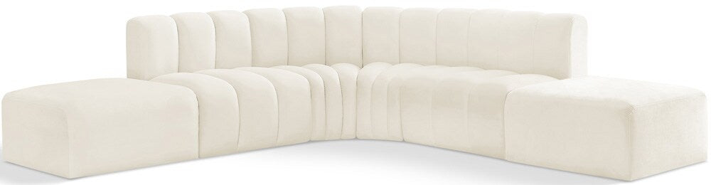 Meridian Furniture - Arc Cream Velvet Modular Sofa - 6Pc - 103Cream-S6C veiw 1