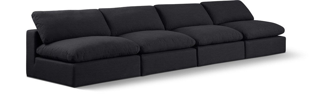 Meridian Furniture - Comfy Black Linen Textured Fabric Modular Sofa - 4Pc - 187Black-S156 veiw 1