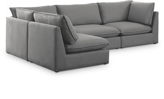 Meridian Furniture - Mackenzie Grey Durable Linen Textured Modular Sectional - 4Pc - 688Grey-Sec4A veiw 1