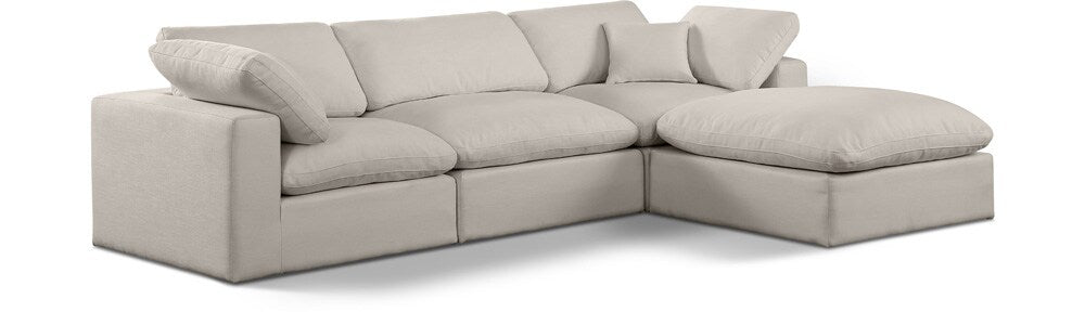 Meridian Furniture - Comfy Beige Linen Textured Fabric Modular Sectional - 4Pc - 187Beige-Sec4A veiw 1