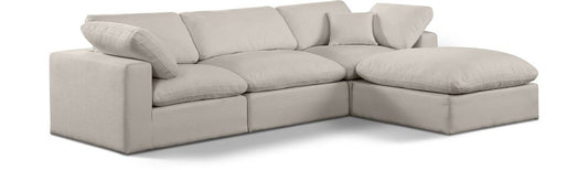 Meridian Furniture - Comfy Beige Linen Textured Fabric Modular Sectional - 4Pc - 187Beige-Sec4A veiw 1