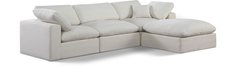 Meridian Furniture - Comfy Cream Linen Textured Fabric Modular Sectional - 4Pc - 187Cream-Sec4A veiw 1