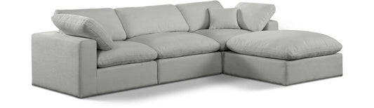 Meridian Furniture - Comfy Grey Linen Textured Fabric Modular Sectional - 4Pc - 187Grey-Sec4A veiw 1