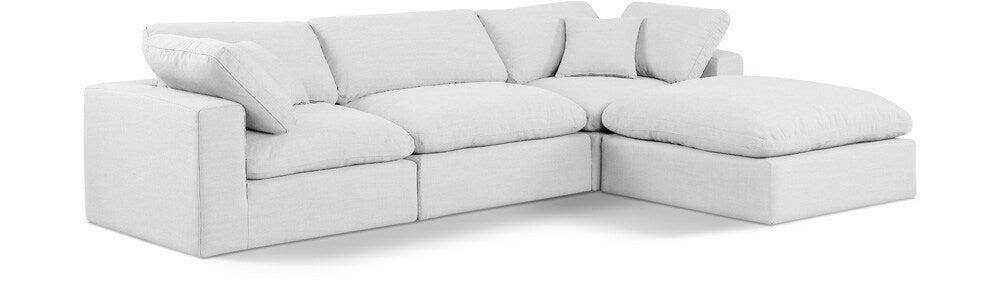 Meridian Furniture - Comfy White Linen Textured Fabric Modular Sectional - 4Pc - 187White-Sec4A veiw 1
