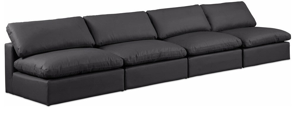 Meridian Furniture - Comfy Black Vegan Leather Modular Sofa - 4Pc - 188Black-S156 veiw 1