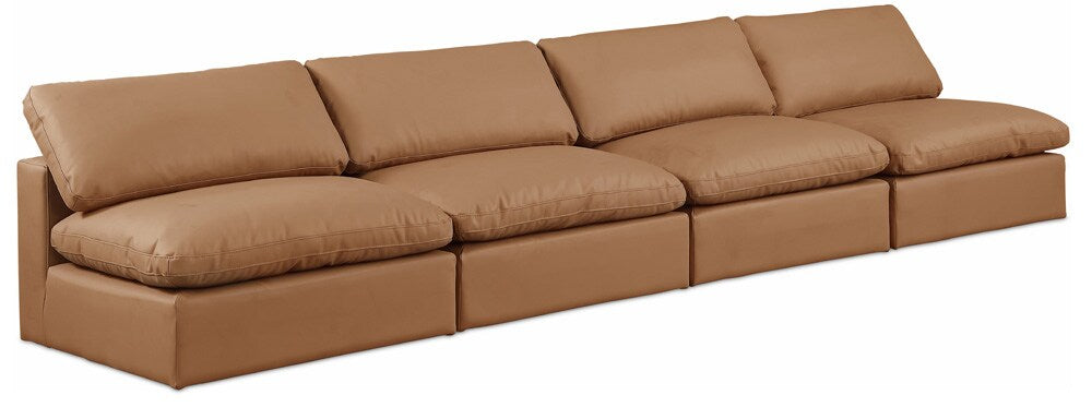Meridian Furniture - Comfy Cognac Vegan Leather Modular Sofa - 4Pc - 188Cognac-S156 veiw 1