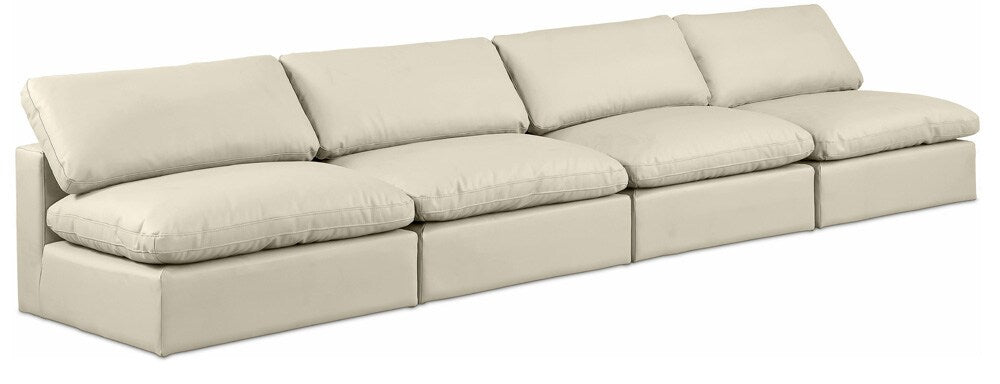 Meridian Furniture - Comfy Cream Vegan Leather Modular Sofa - 4Pc - 188Cream-S156 veiw 1