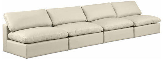 Meridian Furniture - Comfy Cream Vegan Leather Modular Sofa - 4Pc - 188Cream-S156 veiw 1