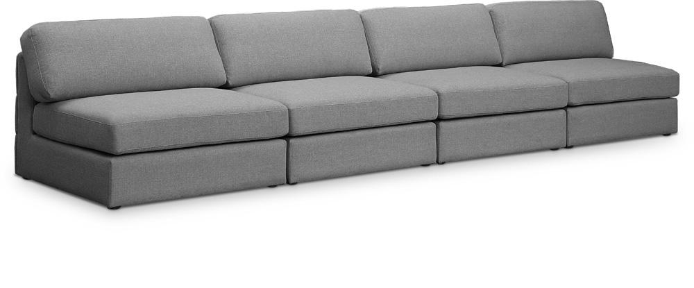 Meridian Furniture - Beckham Grey Durable Linen Textured Fabric Modular Sofa - 4Pc - 681Grey-S152B veiw 1
