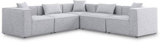 Meridian Furniture - Cube Grey Durable Linen Textured Modular Sectional - 5Pc - 630Grey-Sec5C veiw 1
