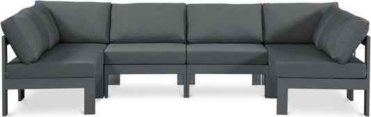 Meridian Furniture - Nizuc Grey Water Resistant Fabric Outdoor Patio Modular Sectional - 6Pc - 376Grey-Sec6B veiw 1