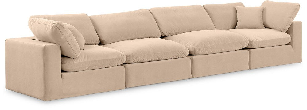 Meridian Furniture - Comfy Beige Velvet Modular Sofa - 4Pc - 189Beige-S158 veiw 1