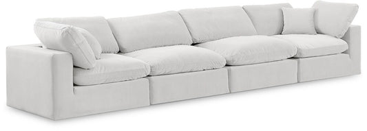 Meridian Furniture - Comfy Cream Velvet Modular Sofa - 4Pc - 189Cream-S158 veiw 1