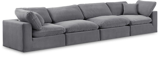 Meridian Furniture - Comfy Grey Velvet Modular Sofa - 4Pc - 189Grey-S158 veiw 1