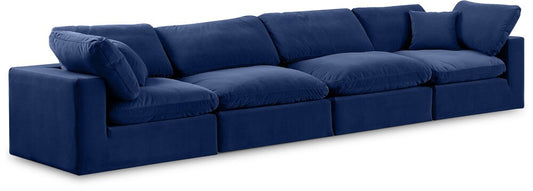 Meridian Furniture - Comfy Navy Velvet Modular Sofa - 4Pc - 189Navy-S158 veiw 1