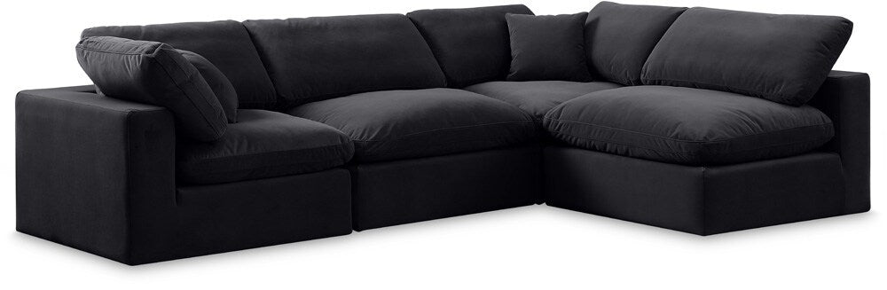 Meridian Furniture - Comfy Black Velvet Modular Sectional - 4Pc - 189Black-Sec4B veiw 1