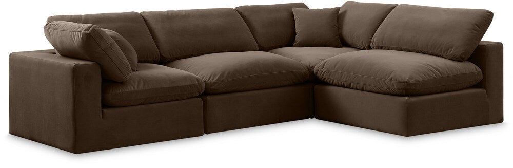 Meridian Furniture - Comfy Brown Velvet Modular Sectional - 4Pc - 189Brown-Sec4B veiw 1