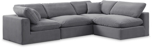 Meridian Furniture - Comfy Grey Velvet Modular Sectional - 4Pc - 189Grey-Sec4B veiw 1
