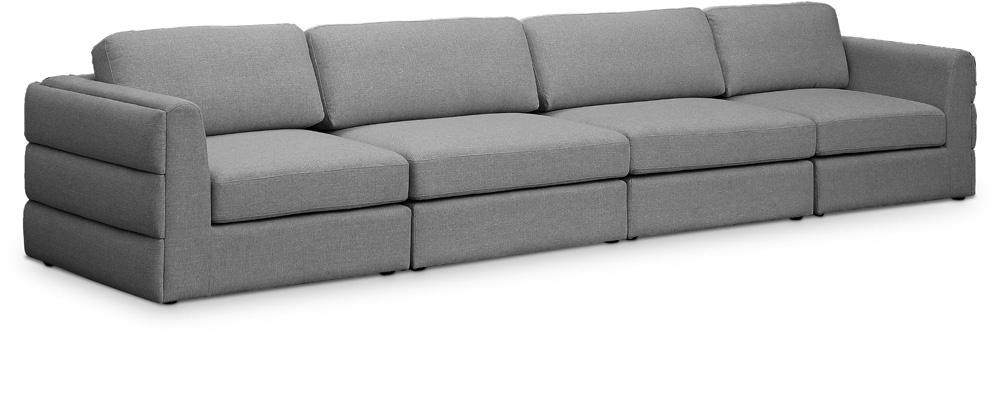 Meridian Furniture - Beckham Grey Durable Linen Textured Fabric Modular Sofa - 4Pc - 681Grey-S152A veiw 1