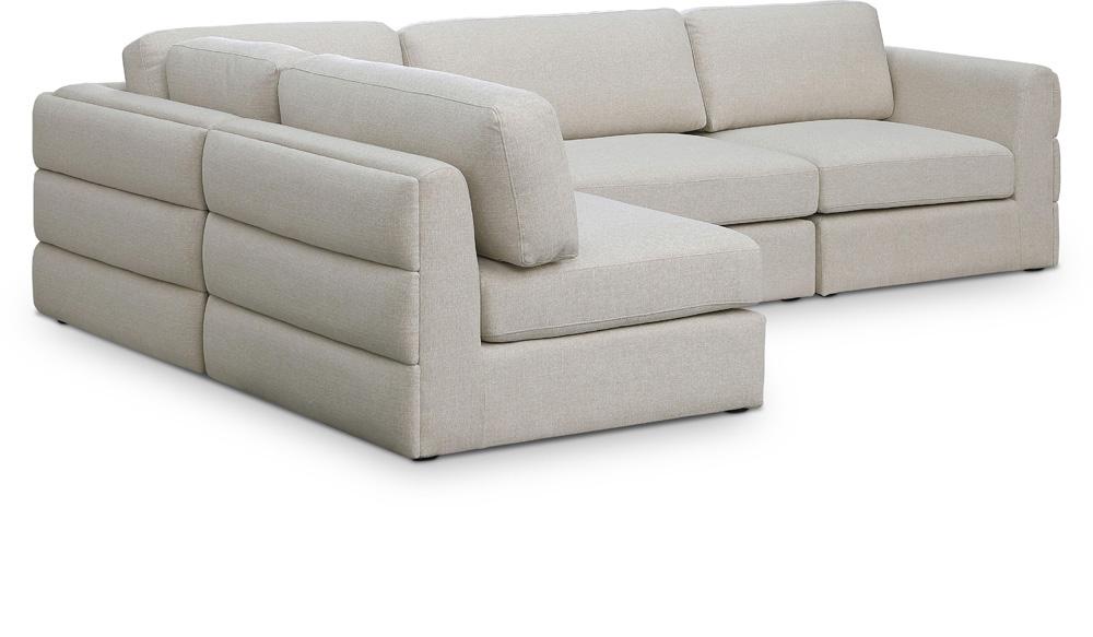 Meridian Furniture - Beckham Beige Durable Linen Textured Fabric Modular Sectional - 4Pc - 681Beige-Sec4B veiw 1