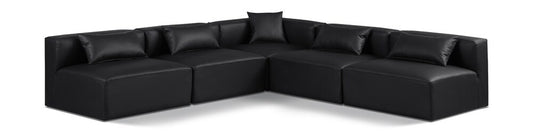 Meridian Furniture - Cube Black Vegan Leather Modular Sectional - 5Pc - 668Black-Sec5B veiw 1