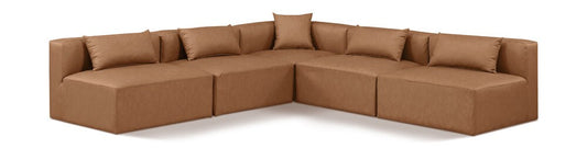 Meridian Furniture - Cube Brown Vegan Leather Modular Sectional - 5Pc - 668Brown-Sec5B veiw 1