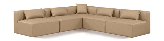 Meridian Furniture - Cube Tan Vegan Leather Modular Sectional - 5Pc - 668Tan-Sec5B veiw 1