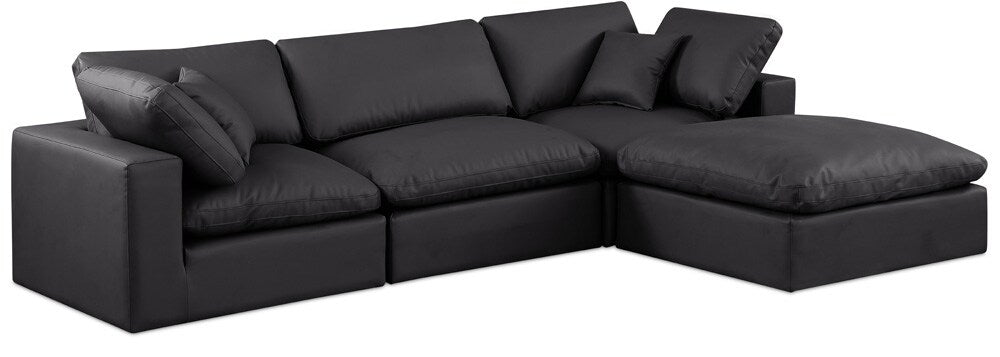 Meridian Furniture - Comfy Black Vegan Leather Modular Sectional - 4Pc - 188Black-Sec4A veiw 1