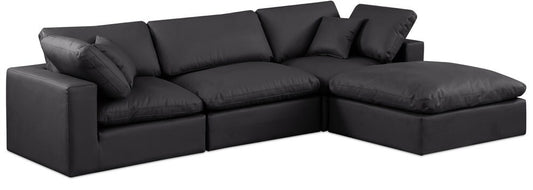 Meridian Furniture - Comfy Black Vegan Leather Modular Sectional - 4Pc - 188Black-Sec4A veiw 1