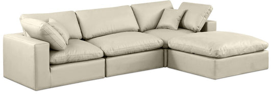 Meridian Furniture - Comfy Cream Vegan Leather Modular Sectional - 4Pc - 188Cream-Sec4A veiw 1