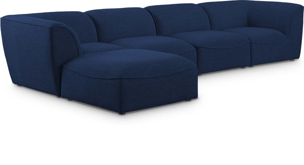 Meridian Furniture - Miramar Navy Durable Linen Textured Modular Sectional - 5Pc - 683Navy-Sec5A veiw 1