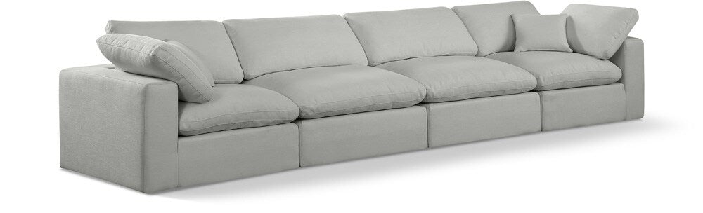 Meridian Furniture - Comfy Grey Linen Textured Fabric Modular Sofa - 4Pc - 187Grey-S158 veiw 1