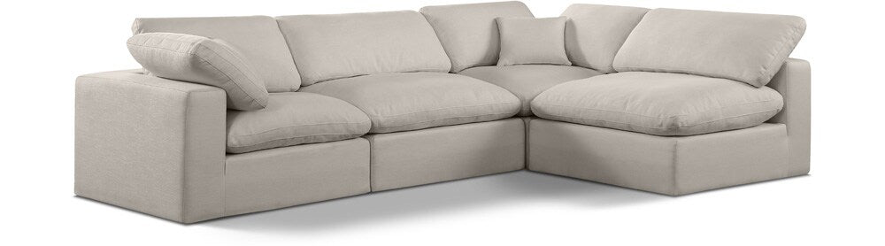 Meridian Furniture - Comfy Beige Linen Textured Fabric Modular Sectional - 4Pc - 187Beige-Sec4B veiw 1