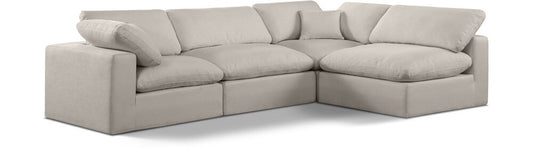 Meridian Furniture - Comfy Beige Linen Textured Fabric Modular Sectional - 4Pc - 187Beige-Sec4B veiw 1