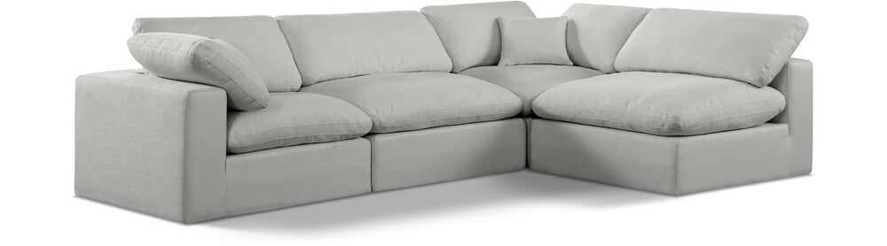 Meridian Furniture - Comfy Grey Linen Textured Fabric Modular Sectional - 4Pc - 187Grey-Sec4B veiw 1