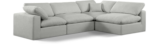Meridian Furniture - Comfy Grey Linen Textured Fabric Modular Sectional - 4Pc - 187Grey-Sec4B veiw 1