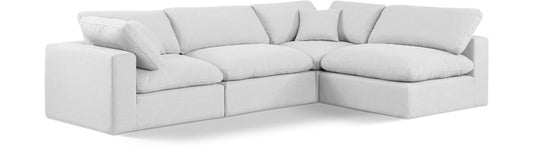 Meridian Furniture - Comfy White Linen Textured Fabric Modular Sectional - 4Pc - 187White-Sec4B veiw 1