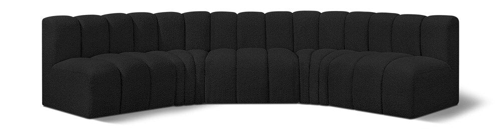 Meridian Furniture - Arc Black Boucle Fabric Modular Sofa - 5Pc - 102Black-S5A veiw 1