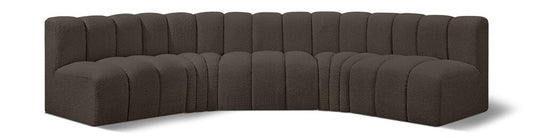 Meridian Furniture - Arc Brown Boucle Fabric Modular Sofa - 5Pc - 102Brown-S5A veiw 1
