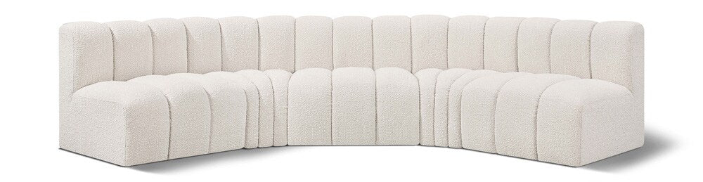 Meridian Furniture - Arc Cream Boucle Fabric Modular Sofa - 5Pc - 102Cream-S5A veiw 1