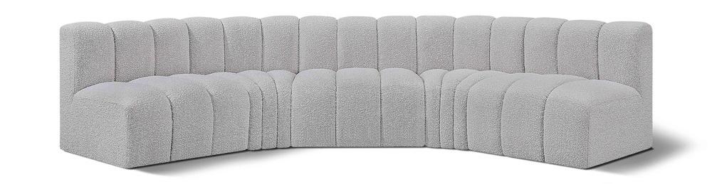 Meridian Furniture - Arc Grey Boucle Fabric Modular Sofa - 5Pc - 102Grey-S5A veiw 1