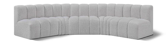 Meridian Furniture - Arc Grey Boucle Fabric Modular Sofa - 5Pc - 102Grey-S5A veiw 1
