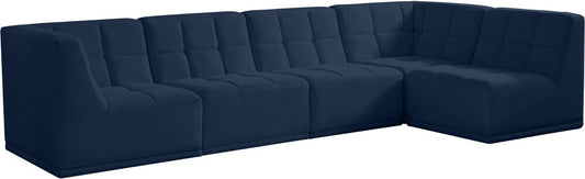 Meridian Furniture - Relax Navy Velvet Modular Sectional - 5Pc - 650Navy-Sec5A veiw 1
