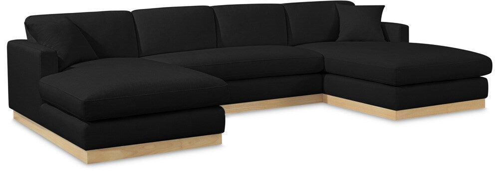 Meridian Furniture - Johanna Black Linen Textured Fabric 3pc. Sectional - 687Black-Sectional veiw 1