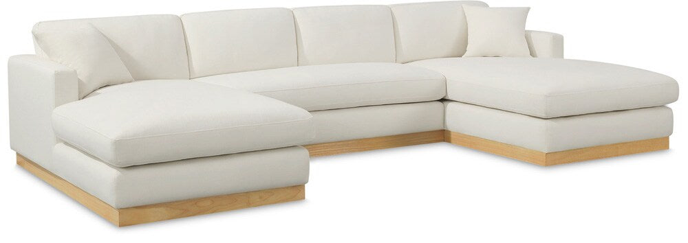 Meridian Furniture - Johanna Cream Linen Textured Fabric 3pc. Sectional - 687Cream-Sectional veiw 1