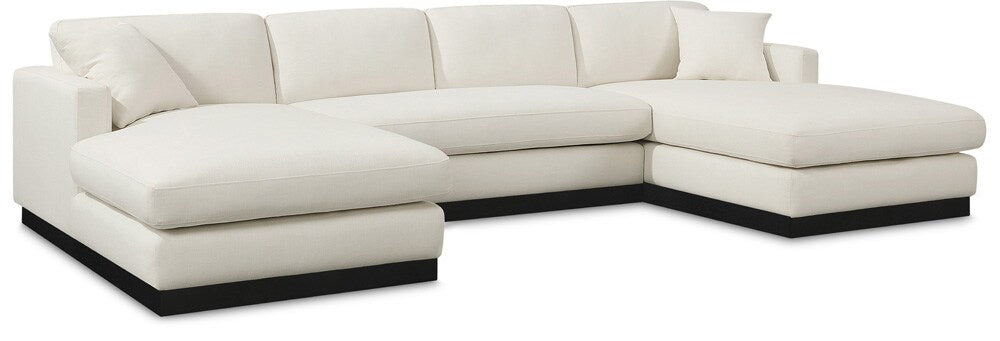 Meridian Furniture - Johanna Cream Linen Textured Fabric 3pc. Sectional - 689Cream-Sectional veiw 1