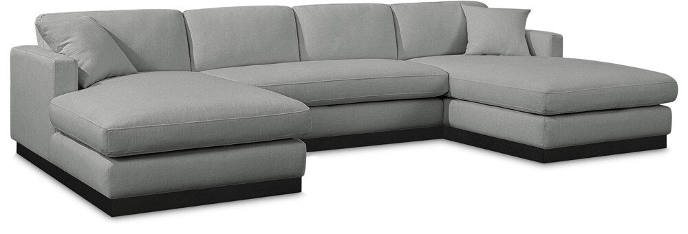 Meridian Furniture - Johanna Grey Linen Textured Fabric 3pc. Sectional - 689Grey-Sectional veiw 1