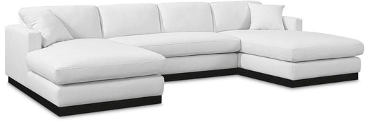 Meridian Furniture - Johanna White Linen Textured Fabric 3pc. Sectional - 689White-Sectional veiw 1