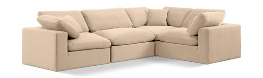 Meridian Furniture - Comfy Beige Velvet Modular Sectional - 4Pc - 189Beige-Sec4C veiw 1